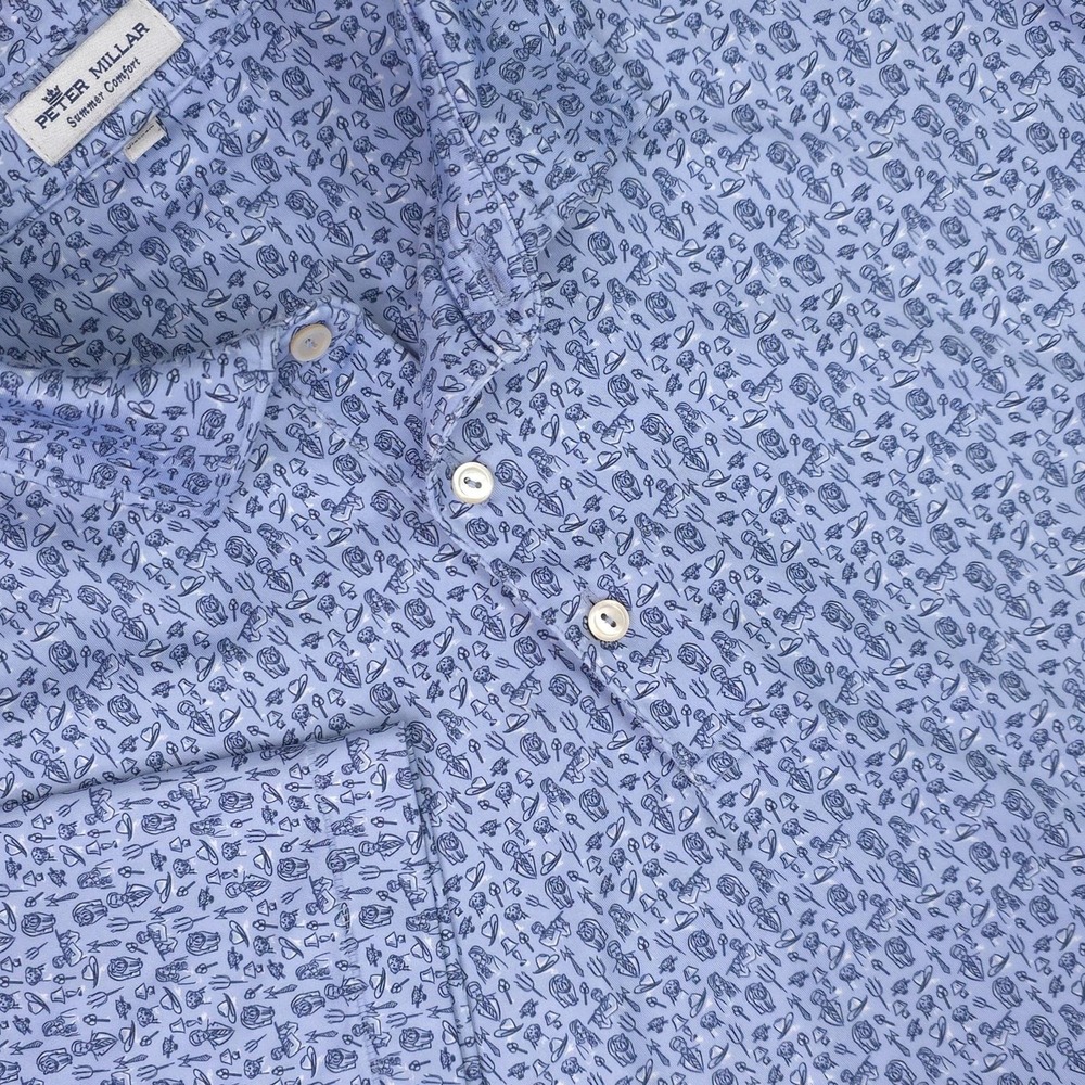 Peter Millar Polo Shirt Mens Large Blue Blackstone Summer Comfort Golf Stretch